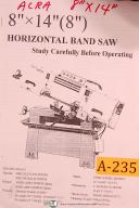 Acra-Acra 8\" x 14\", Sawtech, Horizontal Band Sw, Operation & Pars List Manual-8\" x 14\"-01